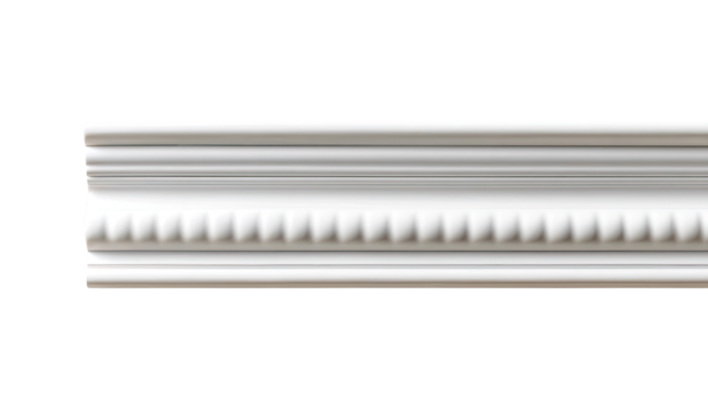 Architectural Trim Detail: An elegantly detailed close-up showcases a piece of crisp white architectural trim, highlighting its refined design and subtle shadows.