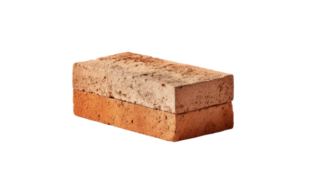 Stack of Two Bricks: Two red bricks are stacked on top of each other, showcasing their color and texture in a studio setting.