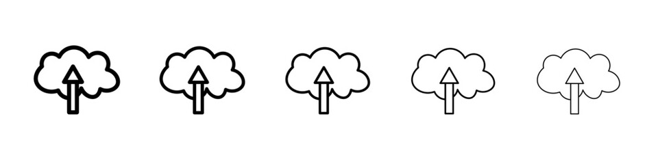 cloud upload icon vector thin outline style sign