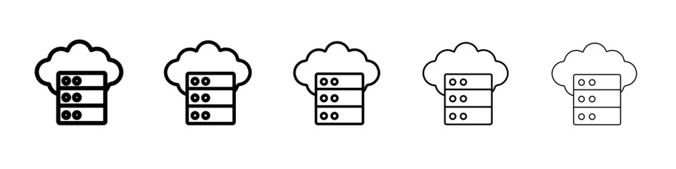 Cloud database icon vector thin outline style sign