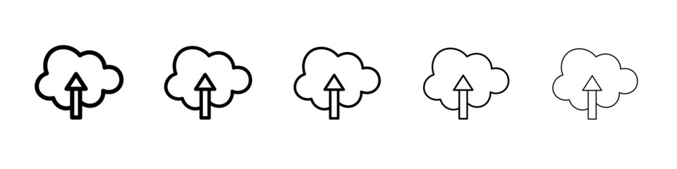 cloud upload icon vector thin outline style sign