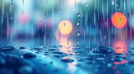 Rain drops cityscape blurred background