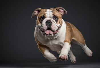 english bulldog isolated on grey studio background, adorable dog, domestic puppy, lovely doggy 1