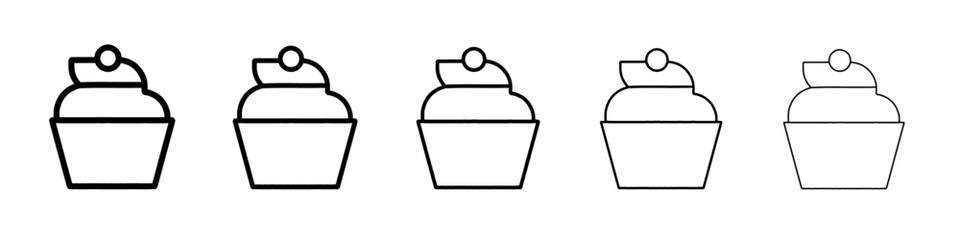 cupcake icon vector thin outline style sign