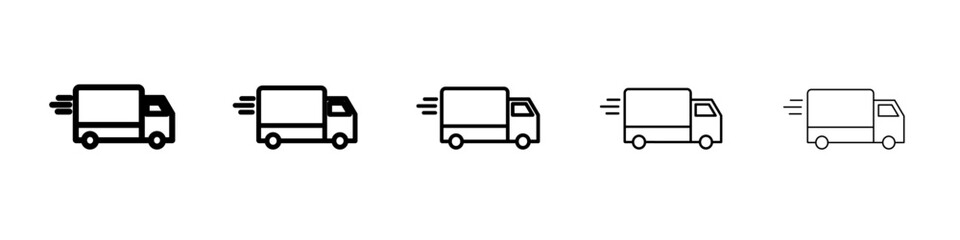 Delivery Van Icon Single vector thin outline style sign