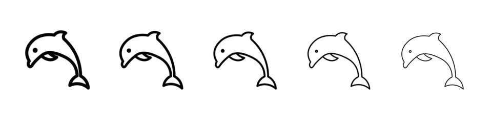 dolphin icon vector thin outline style sign