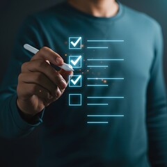 Person checking off items on a digital to do list with a stylus