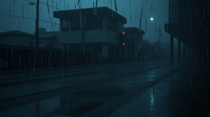 Rainy night street scene