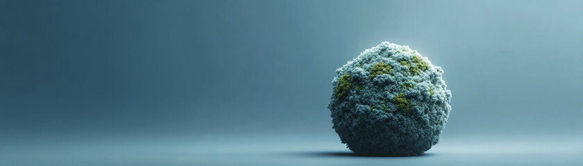 Moss sphere minimal blue green abstract nature soft texture create calm modern atmosphere in this unique composition