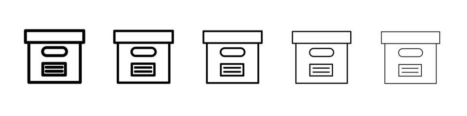 file box icon vector thin outline style sign