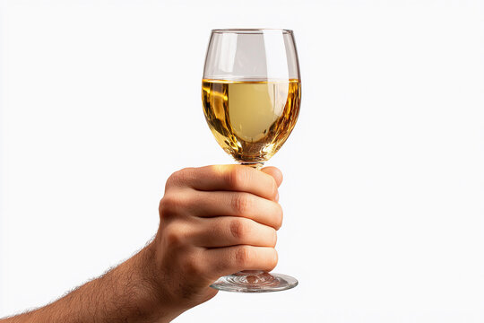 Celebrating with a glass of white wine in hand at a special occasion