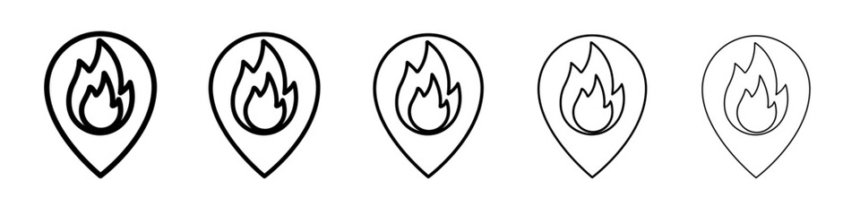 fire location icon vector thin outline style sign