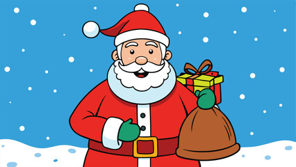 Victorian Style Santa Carrying Toy Bag.