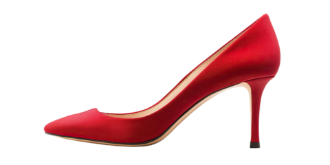 Elegant red high heel shoe for women, fashion accessory isolated on white transparent background