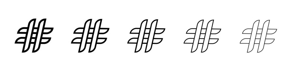 Hashtag Icon Single vector thin outline style sign