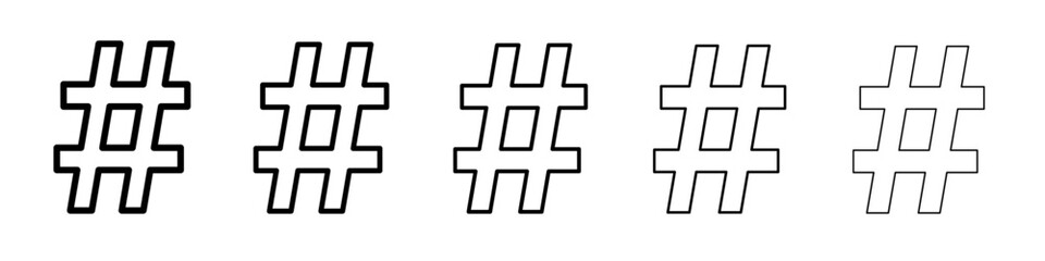 hashtag icon vector thin outline style sign