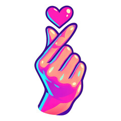 Obraz premium PNG Vibrant hand heart gesture