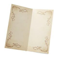 open decorative scroll paper for wedding, menu, or poster mockup isolated on white background 