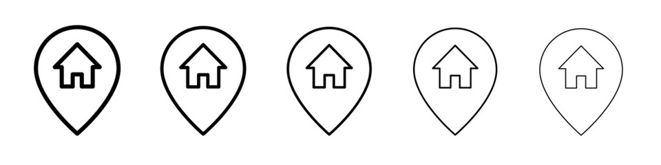 home location icon vector thin outline style sign