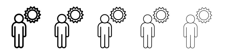hot human icon vector thin outline style sign