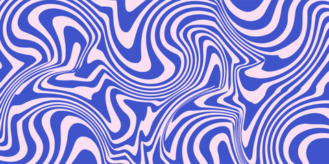 Abstract background pattern with colorful waves. Psychedelic groovy trippy y2k retro seamless pattern in blue and pink colors. Wavy and swirled brush strokes liquid background for packaging design