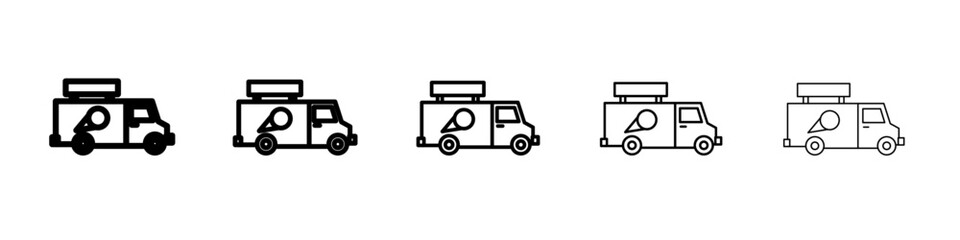 ice cream truck icon vector thin outline style sign