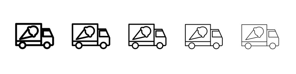 Ice cream van icon vector thin outline style sign