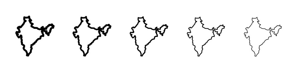 india map icon vector thin outline style sign