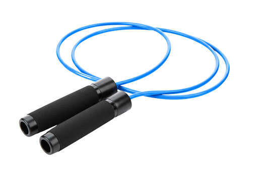 Blue jump rope with black handles isolated on transparent background - Powered by Adobe