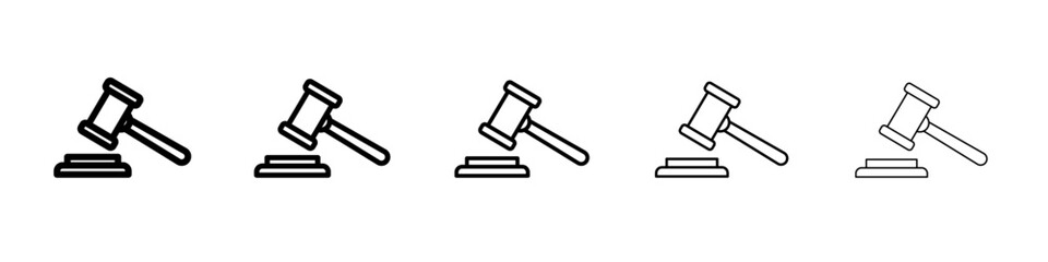 judge hammer icon vector thin outline style sign