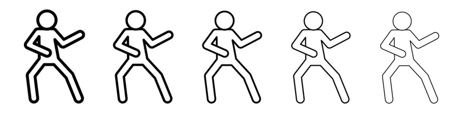 karate icon vector thin outline style sign