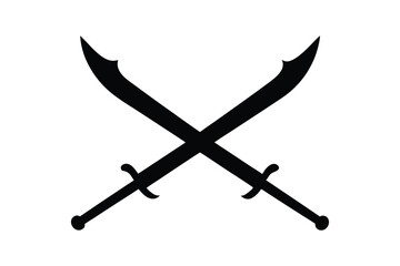 Crossed pirate swords silhouette vector illustration