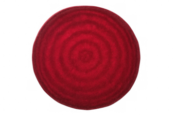 Close-up of a beetroot slice revealing its vibrant red color and distinctive concentric circles, isolated on a transparent background
