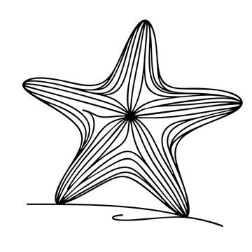 Starfish in a textured line art style with parallel lines for a modern logo