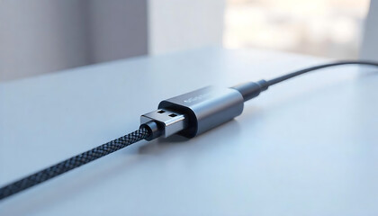 nglish Prompt:
“Create a beautiful, high-quality AI-generated image of a premium mobile charging cable. The cable should look sleek and modern, with no brand logo on it. Show the cable on a clean, min