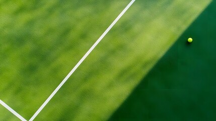 A close up view of a well maintained green sports field featuring sharp white boundary lines that contrast against the rich textured surface of the lush grass