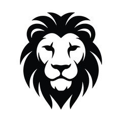 Fototapeta premium Bold black and white lion head logo design illustrating strength and power