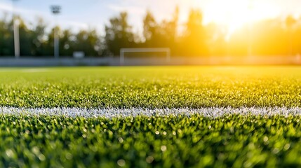 Vibrant green sports turf with distinct white boundary lines