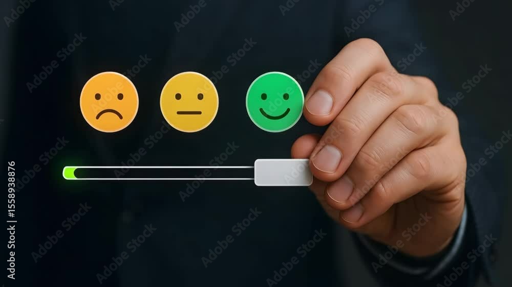 Aufkleber customer satisfaction survey: rating scale with slider for feedback and user experience metrics