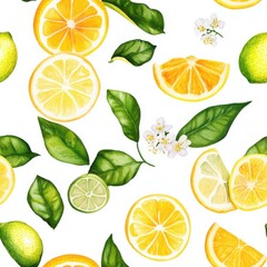 Fresh and Vibrant Seamless Pattern of Sliced Citrus Fruits