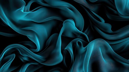 Obraz premium Teal colored fabric flowing and swirling in elegant formation