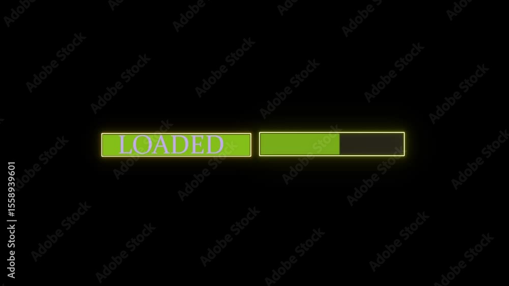 Poster beautiful neon colorful loaded icon animation. numerical counting from 0 to 100% loaded on screen, p