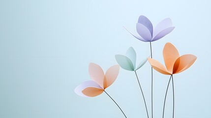 Delicate pastel hues in peach lavender and sky blue blend seamlessly to form a serene and tranquil minimalist background with a subtle blurred effect evoking a sense of peace and harmony
