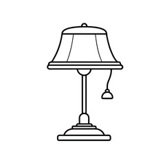 Classic desk lamp with pull chain and elegant bell shade.