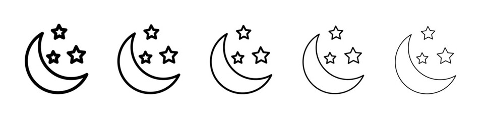 Moon and stars icon vector thin outline style sign