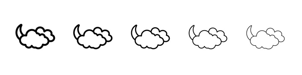 moon and cloud icon vector thin outline style sign