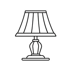 Simple line drawing of a classic table lamp with striped shade.