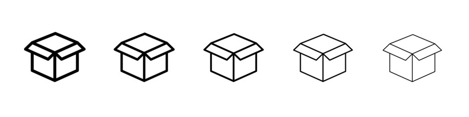 Open Box Icon Single vector thin outline style sign