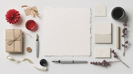 Elegant Stationery Mockup with Blank Paper and Accessories