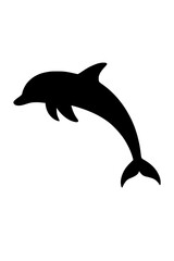 Fototapeta premium Isolated black silhouette of a leaping dolphin 